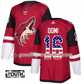 Arizona Coyotes Max Domi 16 Adidas 2017-2018 Rood USA Flag Fashion Authentic Shirt - Kinderen